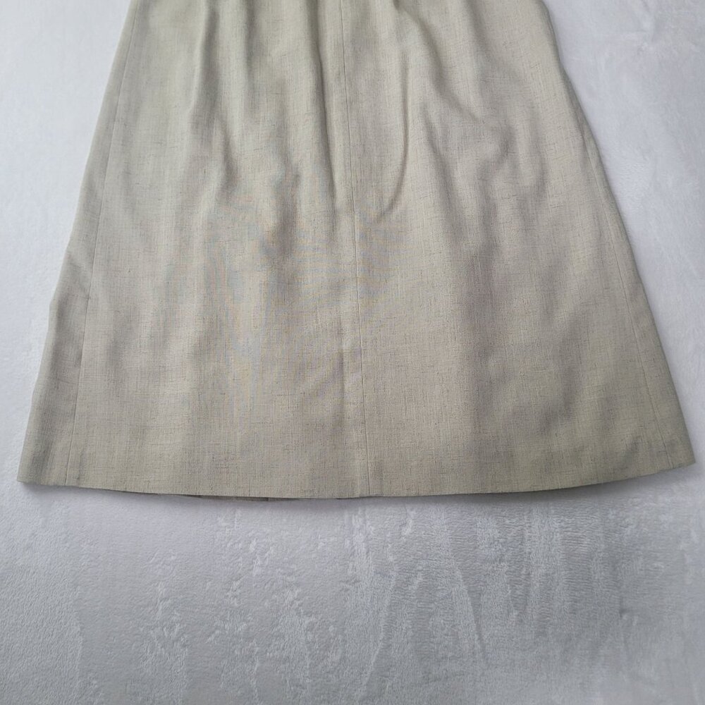 VTG Orvis Pleated Women's Beige Linen Blend Lined Maxi Skirt Size 10 Made in USA - Picture 6 of 11